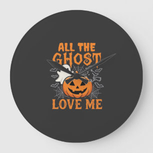 Alle geesten houden van mij Halloween-ontwerp_1 Grote Klok