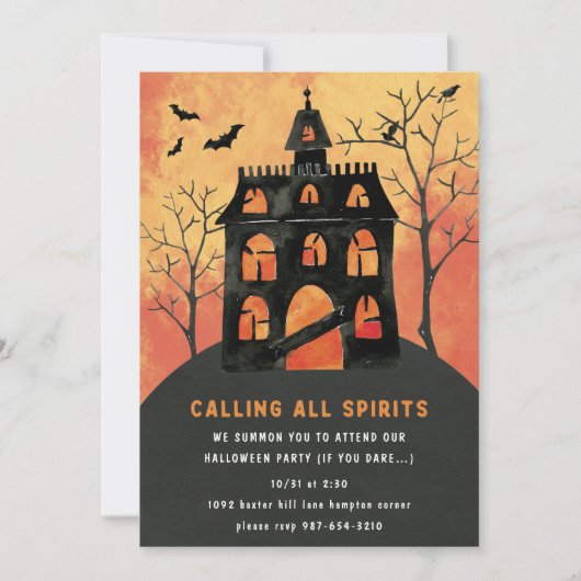 Alle geesten van Spooky Scary House Halloween Kaart (Voorkant)