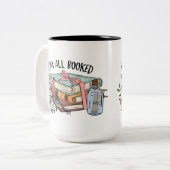 Alle gekookte bloemen lintbericht in een fles tweekleurige koffiemok (Voorkant links)