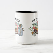 Alle gekookte bloemen lintbericht in een fles tweekleurige koffiemok (Center)