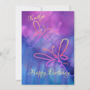 Alle gelegenheden Dragonflies Birthday Notecard Notitiekaartje