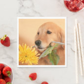 Alle gelegenheden Golden Retriever Hond met Bloem Servetten (Insitu)