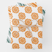 Alle gelegenheden Sinaasappel en turkoois Inpakpapier Vel (In situ)