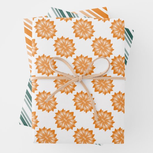 Alle gelegenheden Sinaasappel en turkoois Inpakpapier Vel (In situ)