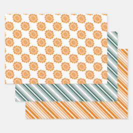 Alle gelegenheden Sinaasappel en turkoois Inpakpapier Vel
