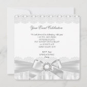 Alle gelegenheden Zilver White Lace Bow Elegant Kaart (Achterkant)