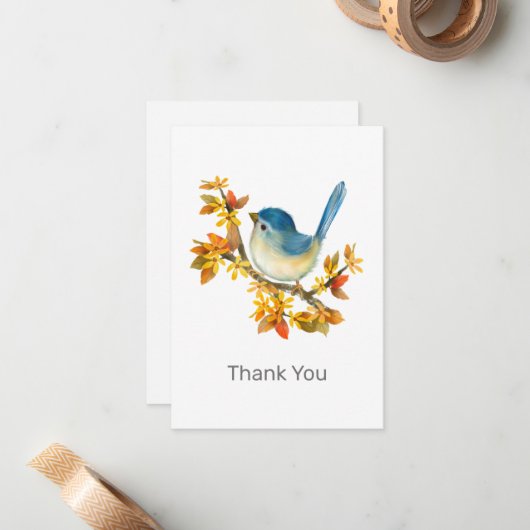 Alle Gelegenheid Blauwe Vogel Dank u Nota kaart Notitiekaartje (Voorkant / Achterkant in situ)