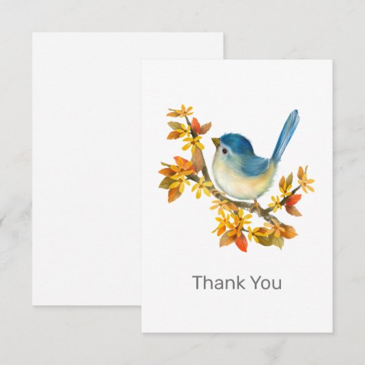 Alle Gelegenheid Blauwe Vogel Dank u Nota kaart Notitiekaartje (Voorkant / Achterkant)