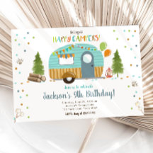 Alle gelukkige Campers Camping Boy Birthday roepen