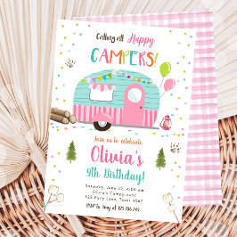 Alle gelukkige Campers Camping Girl Birthday noeme Kaart