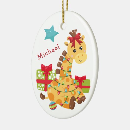 Alle Giraffe Kinder kerstmis Keramisch Ornament (Links)