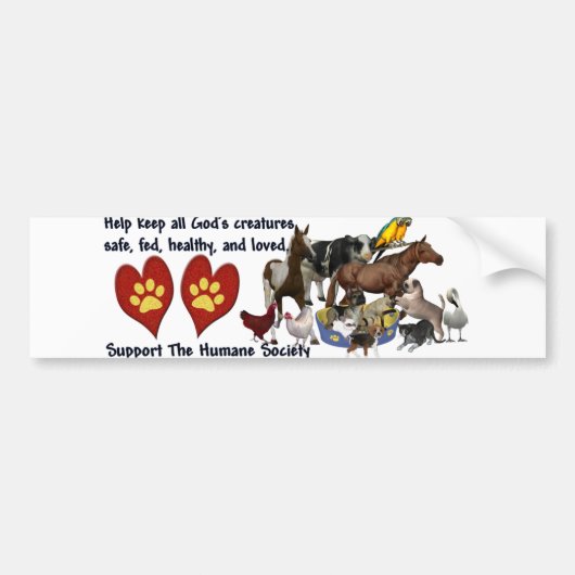 Alle goden creëren de Humane Society Bumpersticker (Voorkant)