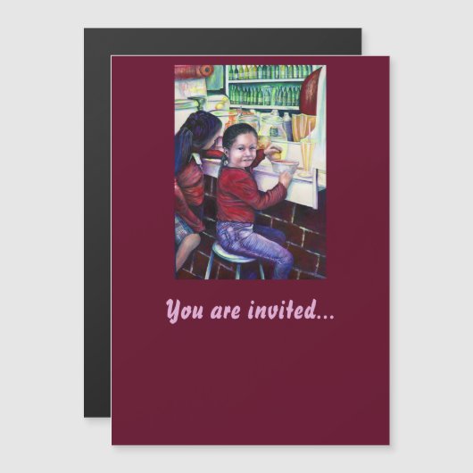 Alle goede meisjes halen ijskap magnetische uitnodiging (Voorkant / Achterkant)