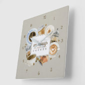 Alle goede ochtenden beginnen met een Koffiewandkl Vierkante Klok (Hoek)