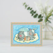 ALLE GOEDE PIGLETS GAAT NAAR HEEVEN, KUTE PIG ANGE BRIEFKAART (Staand voorkant)