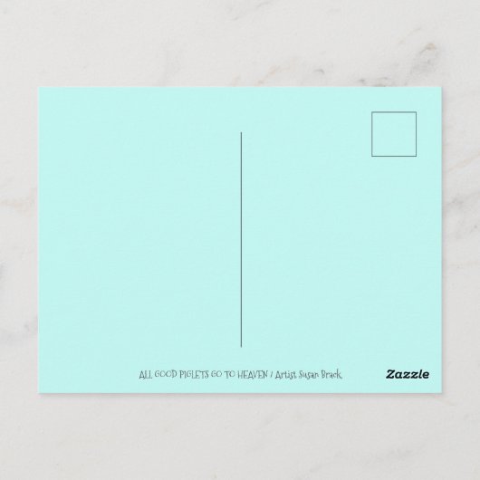 ALLE GOEDE PIGLETS GAAT NAAR HEEVEN, KUTE PIG ANGE BRIEFKAART (Achterkant)