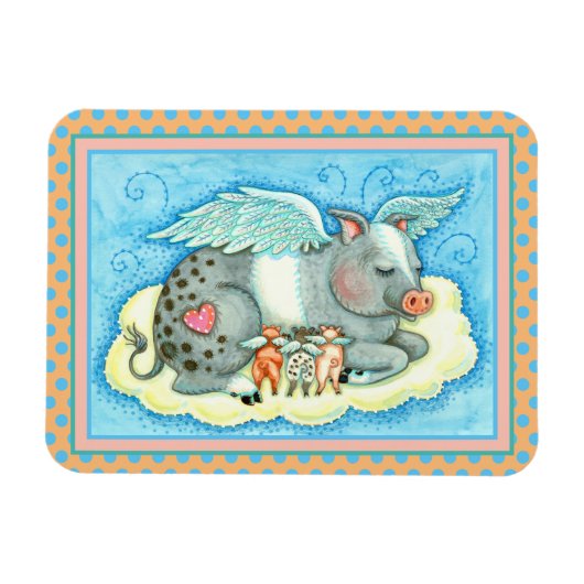 ALLE GOEDE PIGLETS GAAT NAAR HEEVEN, KUTE PIG ANGE MAGNEET (Horizontaal)