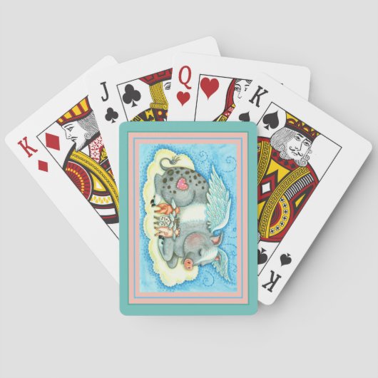 ALLE GOEDE PIGLETS GAAT NAAR HEEVEN, KUTE PIG ANGE POKERKAARTEN (Achterkant)