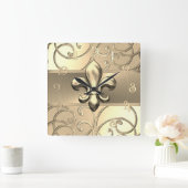 Alle Gold filigraan wervelingen Fleur de Lis Vierkante Klok (Huis)