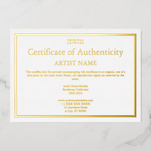 Alle Gouden Folie Certificaat van Echtheid Kunst Uitnodiging