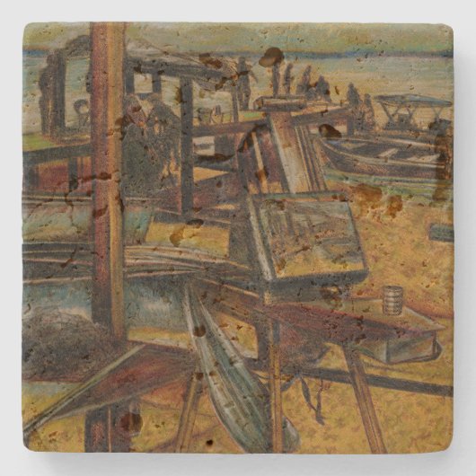 Alle grote schilderijen beginnen met één penseelst stenen onderzetter (Voorkant)