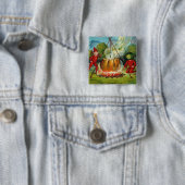 Alle Halloween Greetings Flying Witch Vierkante Button 5,1 Cm (In situ)