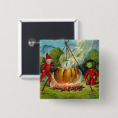Alle Halloween Greetings Flying Witch Vierkante Button 5,1 Cm (Voorkant /achterkant)
