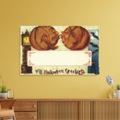Alle Halloween GreetingsPumpkins Kissing Canvas Afdruk (Insitu (Woonkamer))