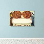 Alle Halloween GreetingsPumpkins Kissing Canvas Afdruk (Insitu (Houten vloer))