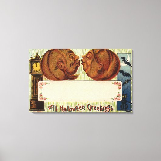 Alle Halloween GreetingsPumpkins Kissing Canvas Afdruk (Voorkant)