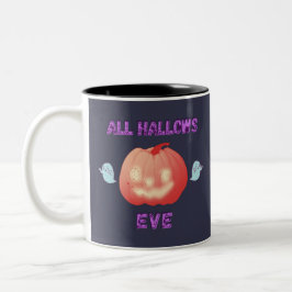 Alle Hallows Eve Halloween Pumpkin en geesten Tweekleurige Koffiemok
