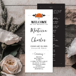 Alle Hallows Eve Halloween Roos bruiloft Programmakaart