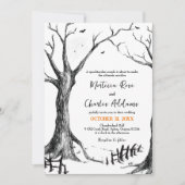 Alle Hallows Eve Halloween Tree bruiloft uitnodigi Kaart (Voorkant)