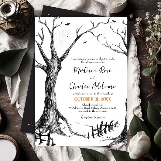 Alle Hallows Eve Halloween Tree bruiloft uitnodigi Kaart