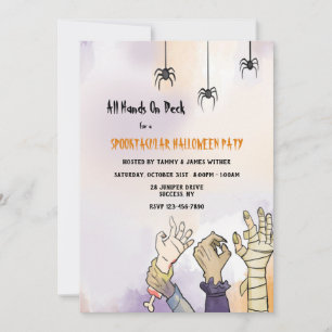 Alle Handen Op Deck Halloween Party Kaart
