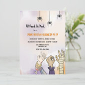 Alle Handen Op Deck Halloween Party Kaart (Staand voorkant)