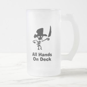 Alle handen op het dek prikken matglas bierpul