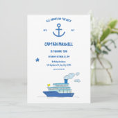 Alle handen op het dek verjaardag uitnodiging (Staand voorkant)