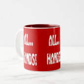 Alle...handen Tweekleurige Koffiemok (Voorkant links)