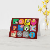 ALLE HAPPY-DIEREN KAART (Gele Bloem)