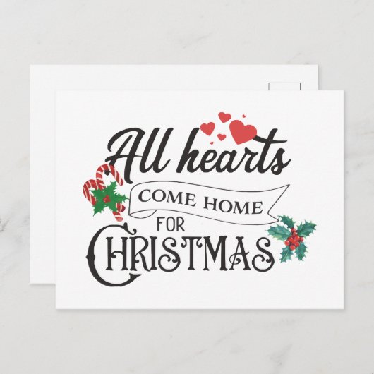 Alle harten komen met Kerstmis thuis Uitnodiging Briefkaart (Voorkant / Achterkant)