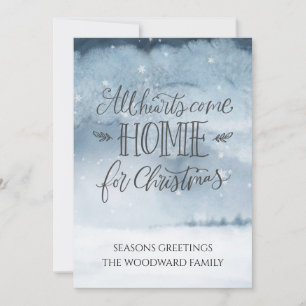 Alle harten komen naar huis voor de kerstWaterverf