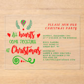 Alle harten komen samen op kerstavond acryl uitnodigingen (Voorkant)