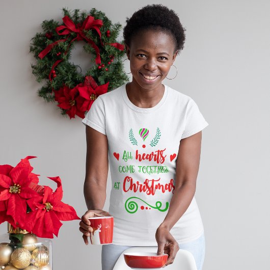 Alle harten komen samen op kerstavond t-shirt