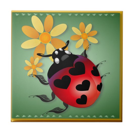Alle Heart Ladybug Tiles 'n' Trivets Tegeltje (Voorkant)