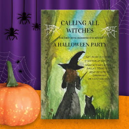 Alle heksen Black Cat Spooky Halloween Kaart