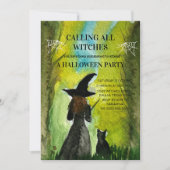 Alle heksen Black Cat Spooky Halloween Kaart (Voorkant)