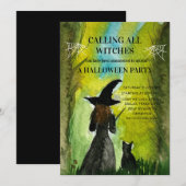 Alle heksen Black Cat Spooky Halloween Kaart (Voorkant / Achterkant)