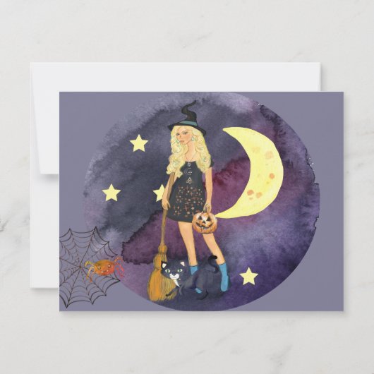 Alle heksen Halloween verjaardag Bedankkaart (Achterkant)