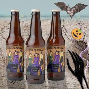 Alle heksen Halloween verjaardag Bier Etiket